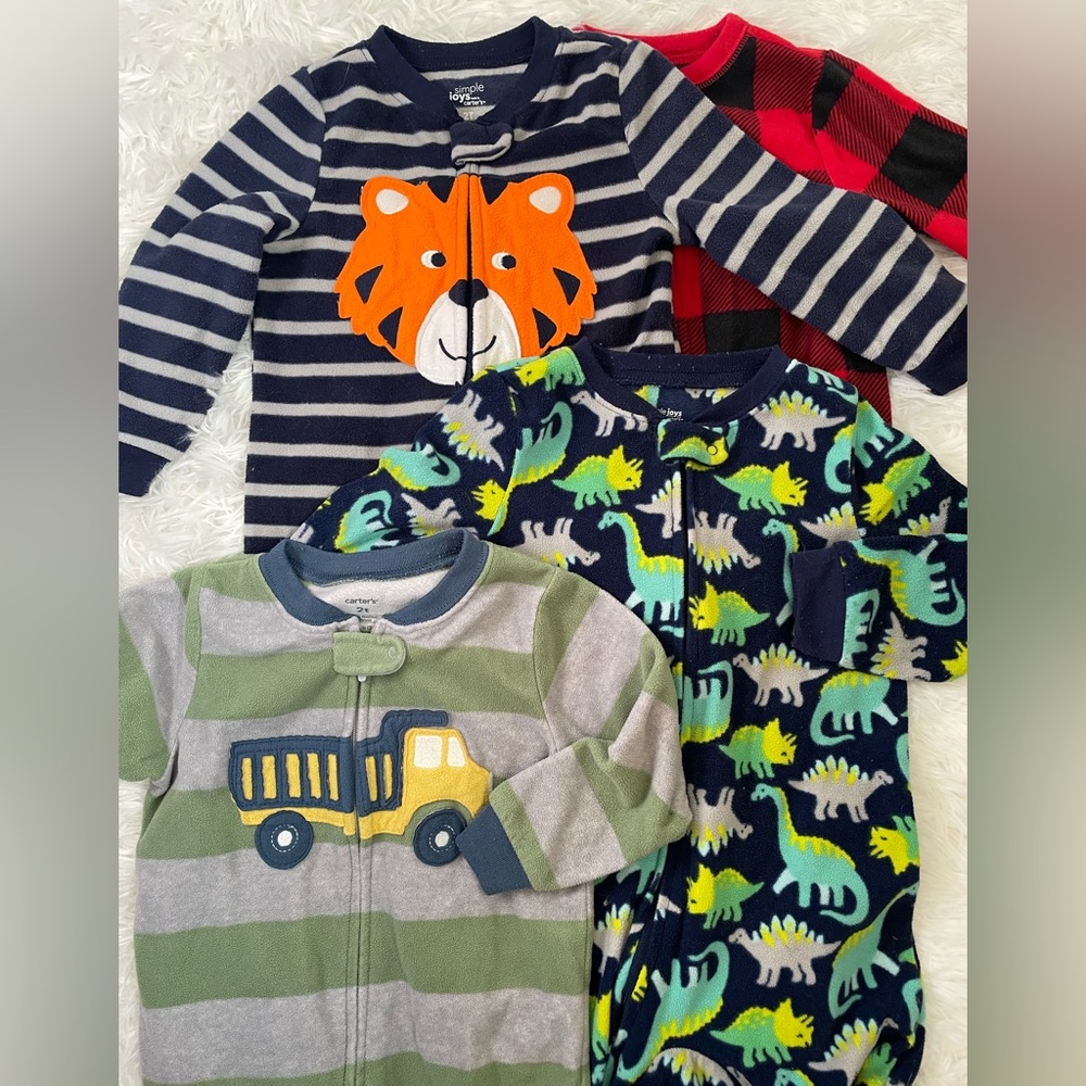 4 Carter's Green and Blue Baby Onesies